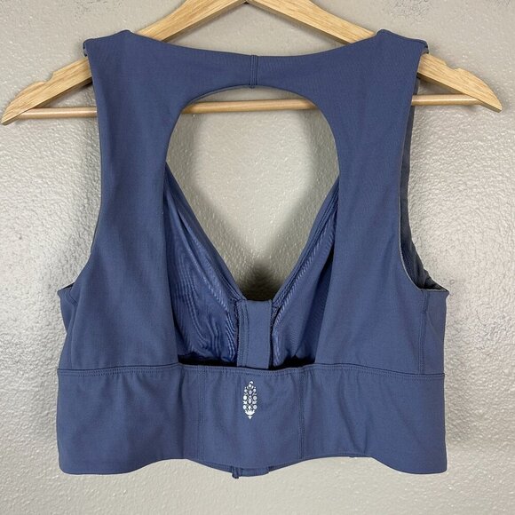 Free People FP Movement Sports Bra Zip Front Activewear Blue Women's Large - Picture 4 of 6